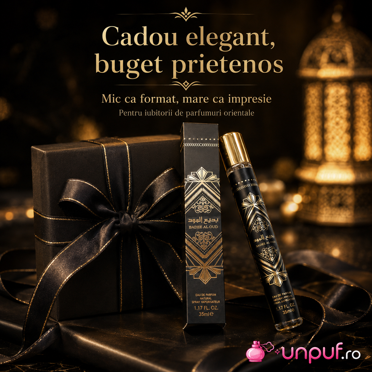Mostră fiolă parfum Badee Al Oud Oud For Glory Lattafa 35 ml cadou elegant, buget prietenos, pentru iubitorii de parfumuri orientale